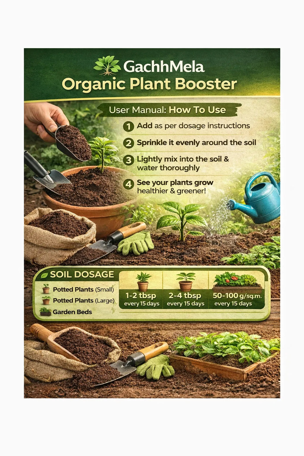 GachhMela Organic Plant Booster Fertilizer for All Plants | 100% Natural Soil Nutrient | Fast Root & Plant Growth Booster