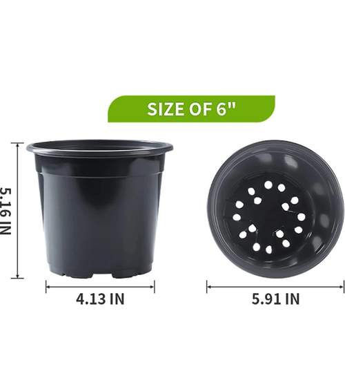 Heavy Duty Black Plastic Nursery Pots for Plants | Garden Grow Bags Style Pots (10 Pcs)